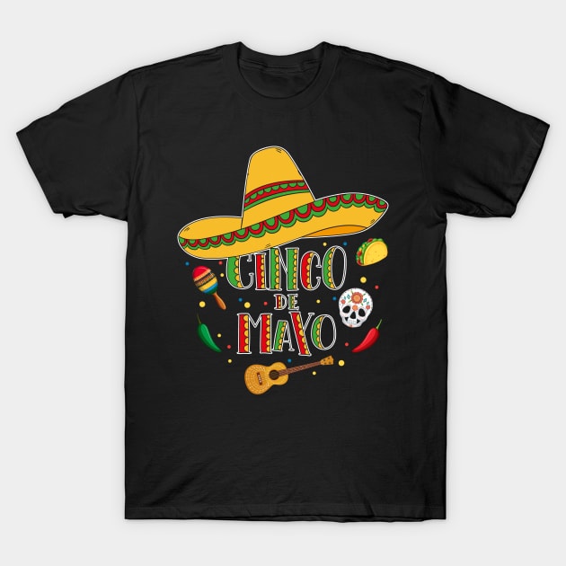 Cinco De Mayo Fiesta T-Shirt Mexican Costume Festival Gift T-Shirt by danielsho90